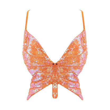 Y2k Sexy Butterfly Crop Top Backless V Neck -