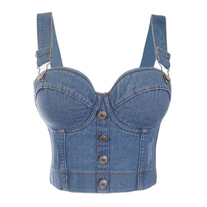 Fashion Sexy Denim Jeans Bra Party Night Club -