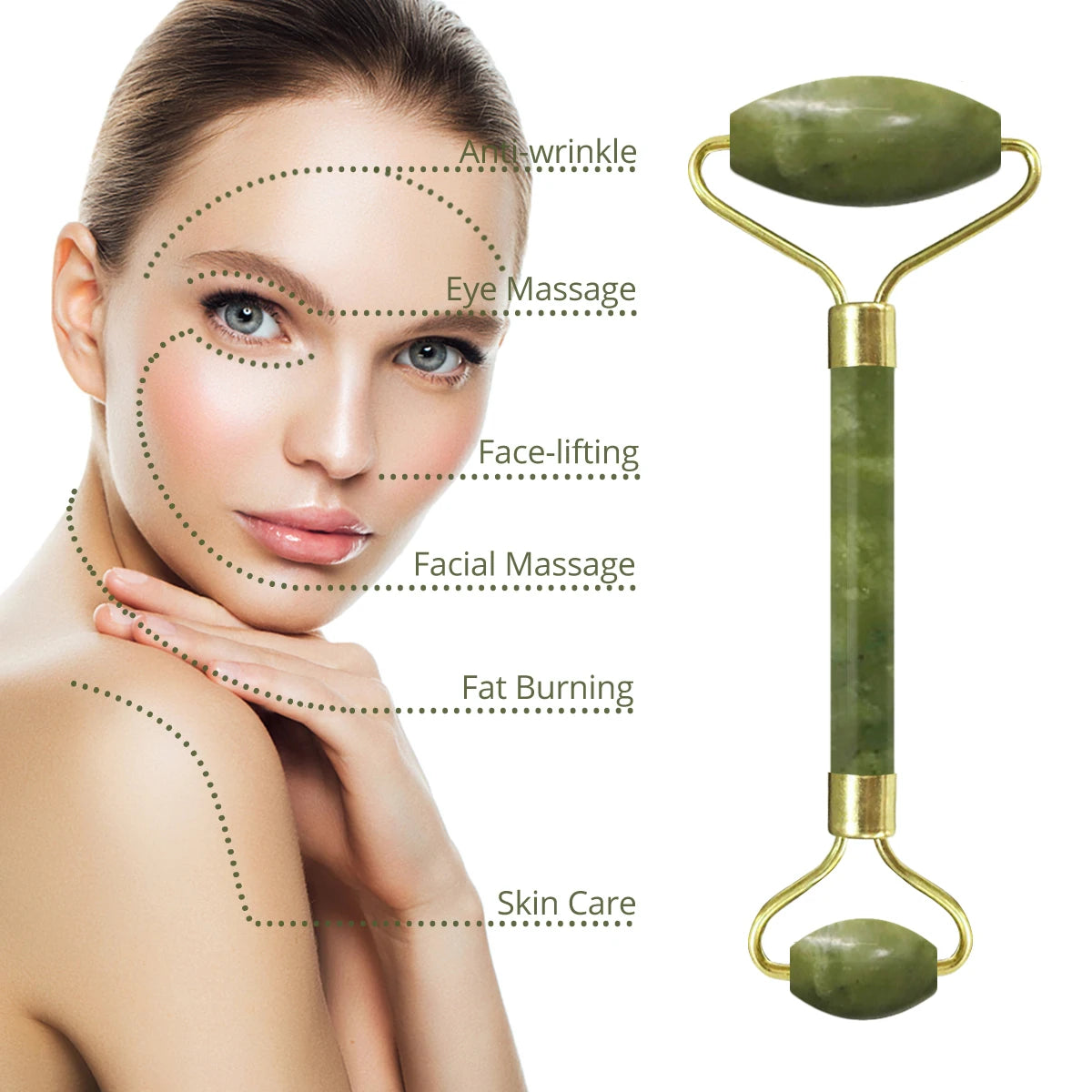 Face Roller Massager 100% Natural Real Stone -