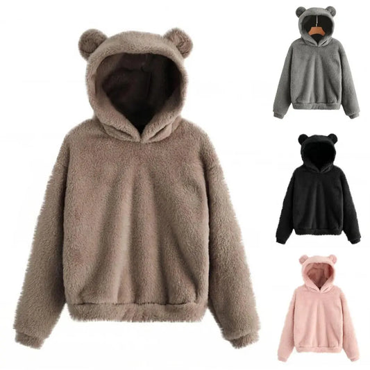 Hoodies Winter Rabbit Ear Cute Plush Warm -