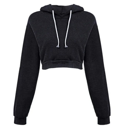 Casual Crop Hoodie Long Sleeve -