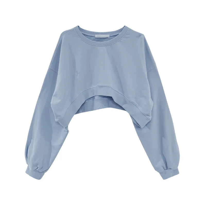 Short Sweatshirts Cropped Loose Pullover Top -