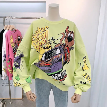 Y2k Printed Hoodie Oversized Cartoon -