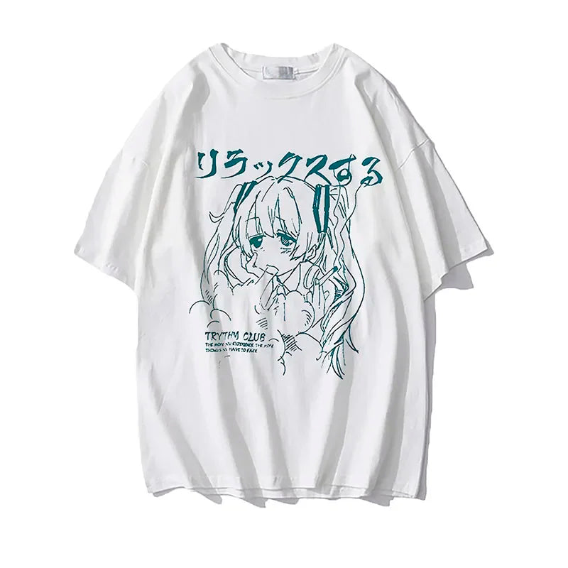 Y2K Japanese Graphic T Shirts Anime Print Oversized -