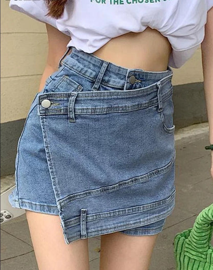 High Waist Mini Jeans Skirts Ladies Casual Y2K Vintage A-Line Short Skirt -