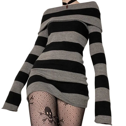 Y2K Mini Dress Full Sleeve Slim Fit -