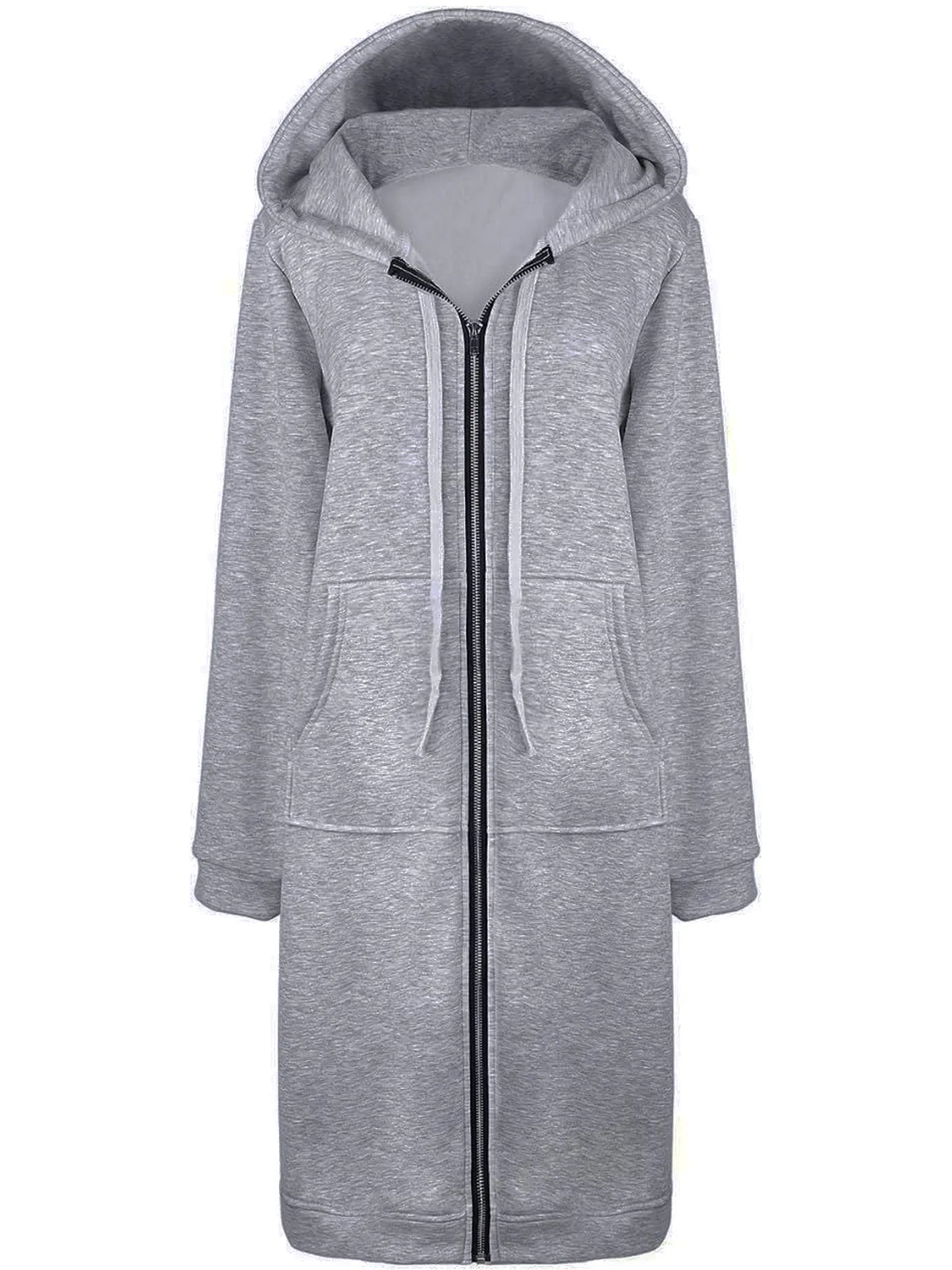 2023 Casual Women Long Hoodies Sweatshirt Coat Zip Up -