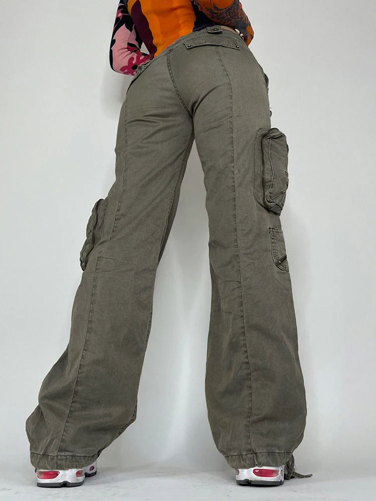 Y2K Baggy Grey Cargo Jeans Big Pockets -