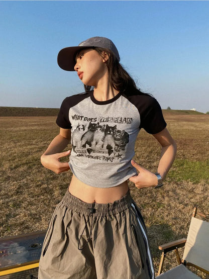 Women T-Shirt Y2k Crop Tops -