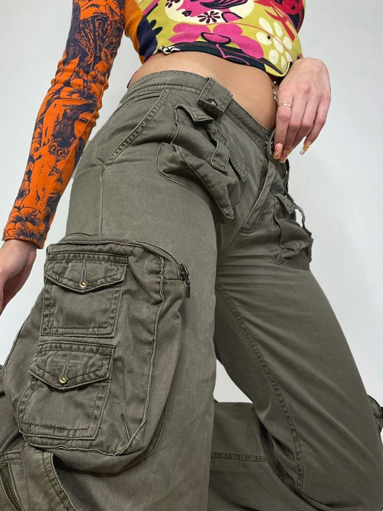 Y2K Baggy Grey Cargo Jeans Big Pockets -