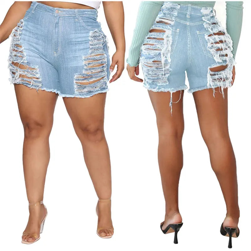 Sexy High Waisted Ripped Denim Hot Jeans -