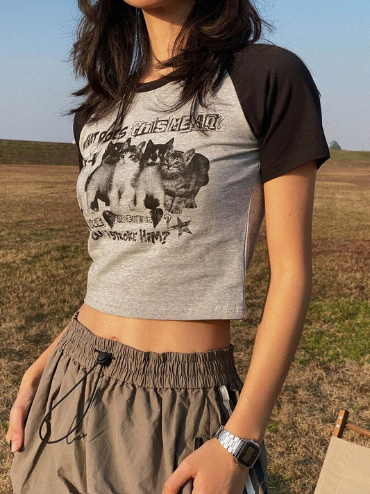 Women T-Shirt Y2k Crop Tops -