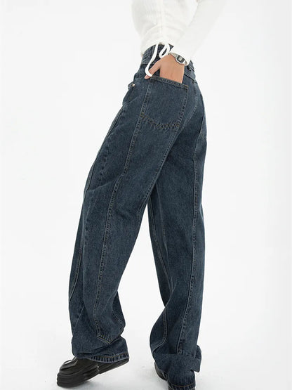 Dark Blue Baggy Denim Womens JeanS -