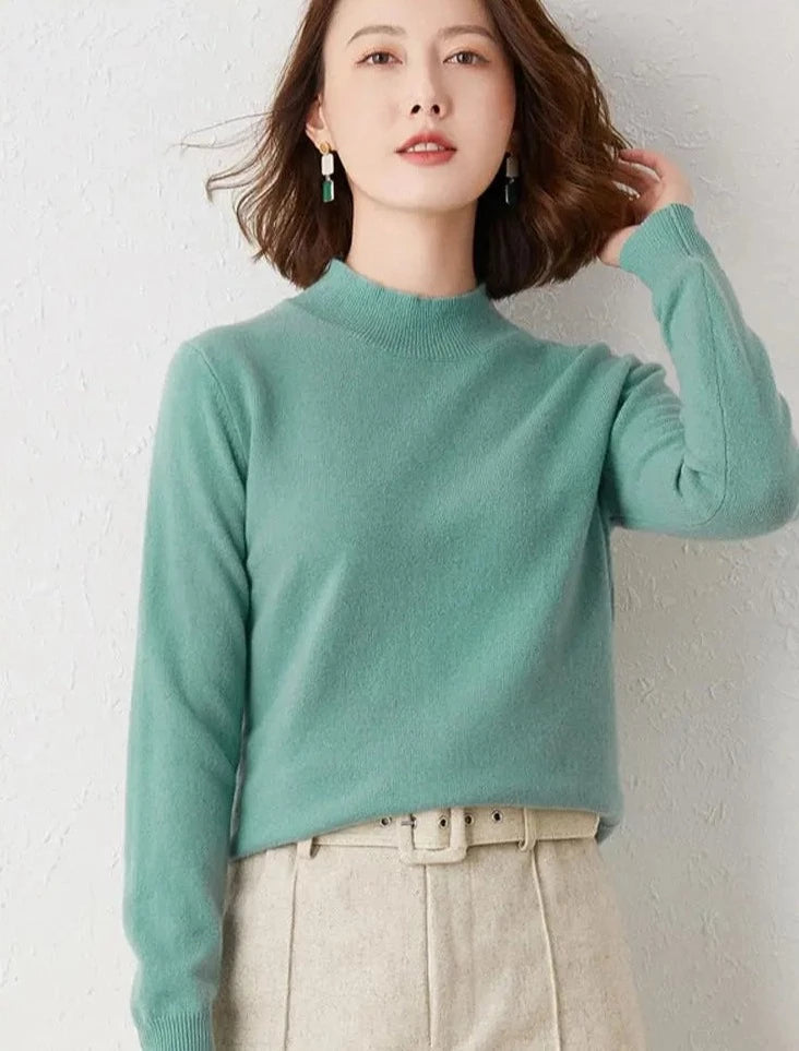 Solid Mock Neck Sweater -