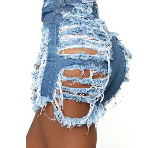 Sexy High Waisted Ripped Denim Hot Jeans -