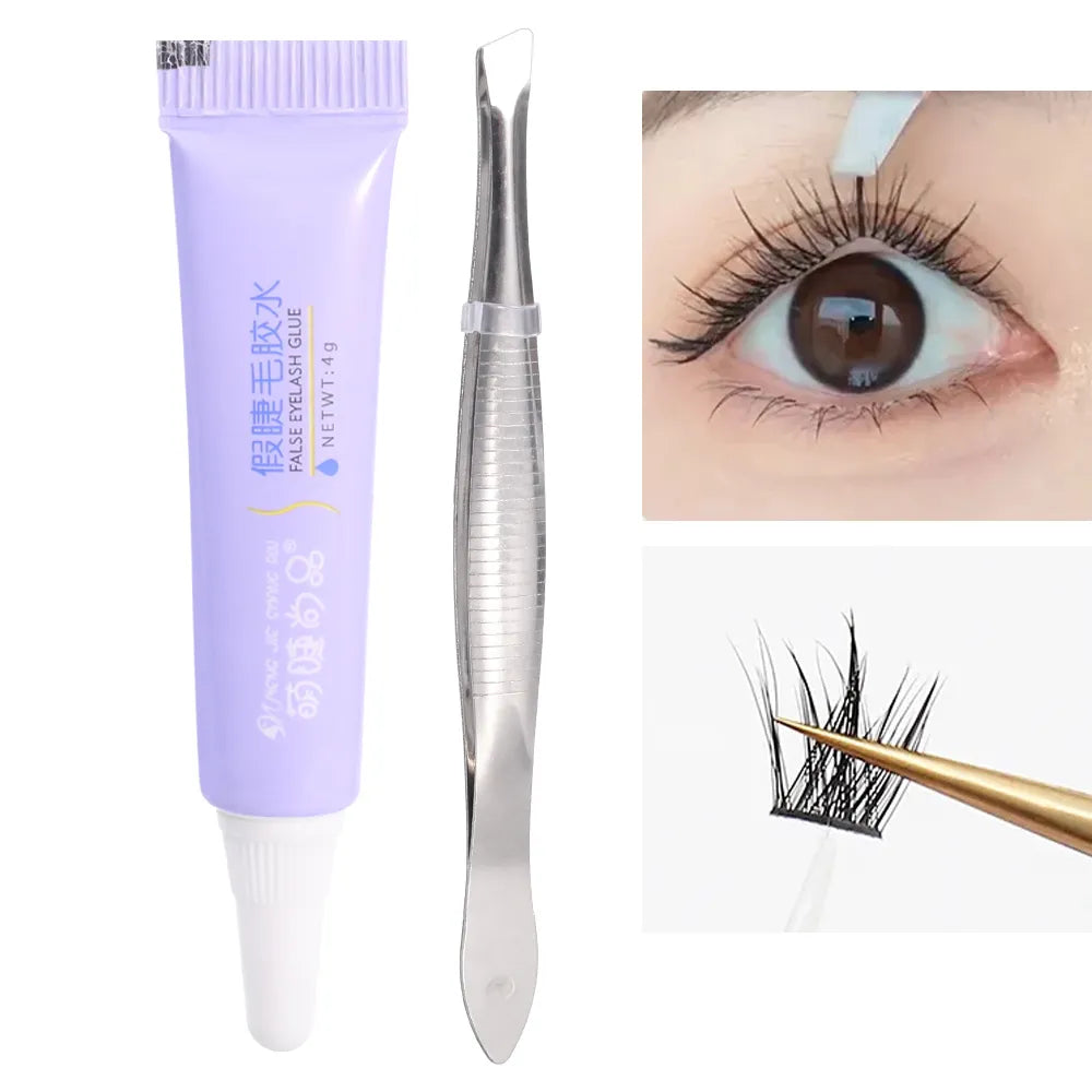 Eyelash Glue Waterproof Quick Dry with Tweezers -