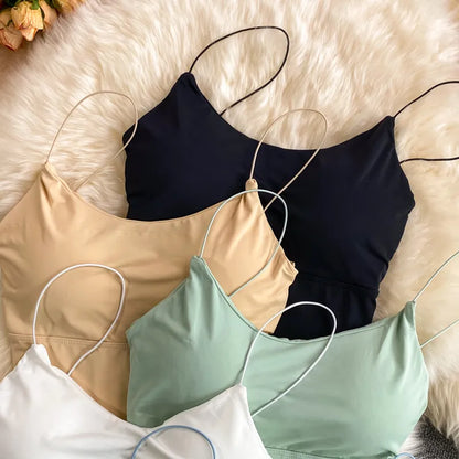 Summer Bra Ice Silk Crop Tops Spaghetti Strap -