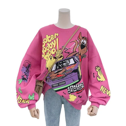 Y2k Printed Hoodie Oversized Cartoon -