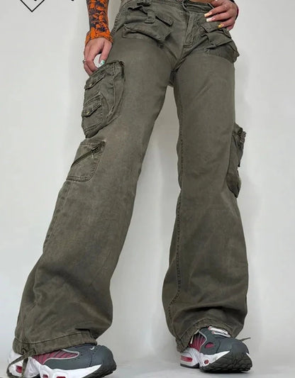 Y2K Baggy Grey Cargo Jeans Big Pockets -