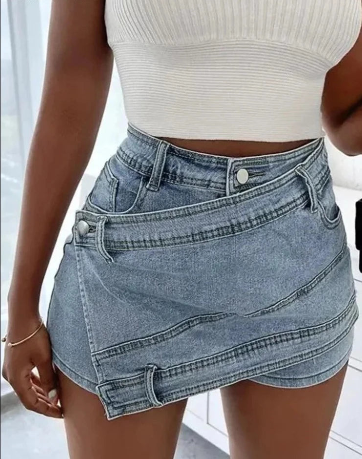 High Waist Mini Jeans Skirts Ladies Casual Y2K Vintage A-Line Short Skirt -