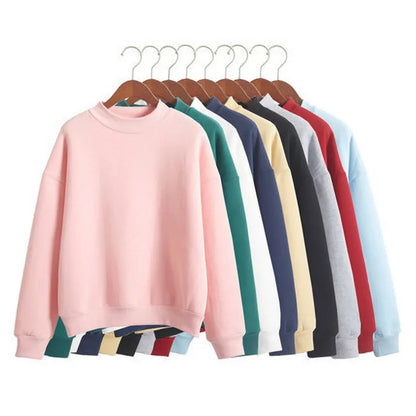 Sweatshirts O-neck Winter Candy Color Loose Hoodies`-